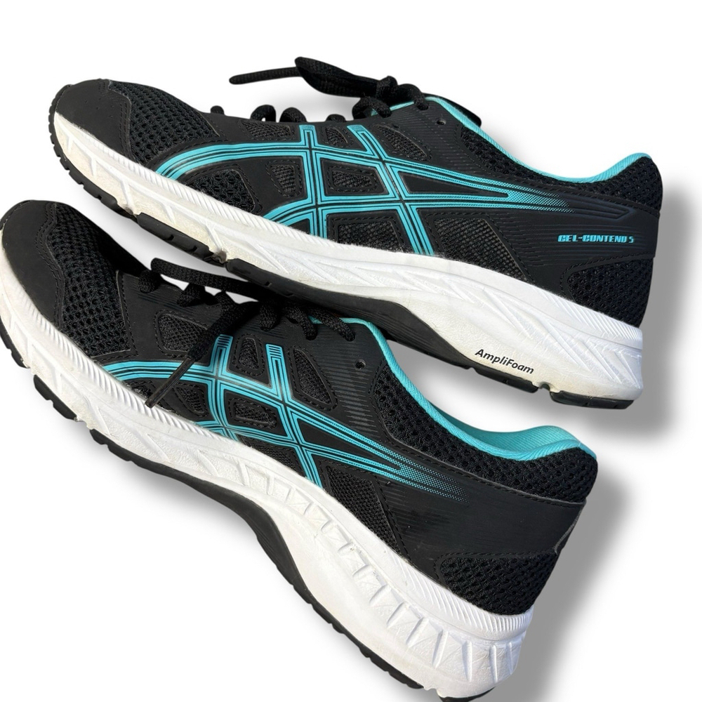 ASICS Gel-Contend 5 Women’s Size 7 Black Teal Running Shoes AmpliFoam Comfort